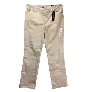 Lee Pants Relaxed Fit Straight Leg Womens 14 Medium Khaki Chino Casual NWT